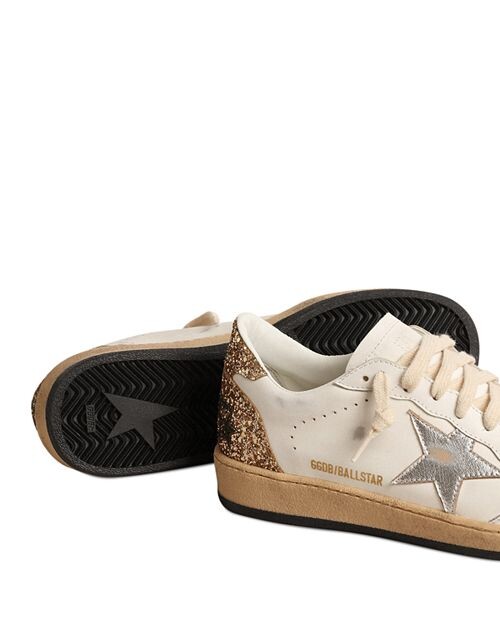 Женские низкие кеды с блестками Ball Star Golden Goose, цвет Tan/Beige — фото 4