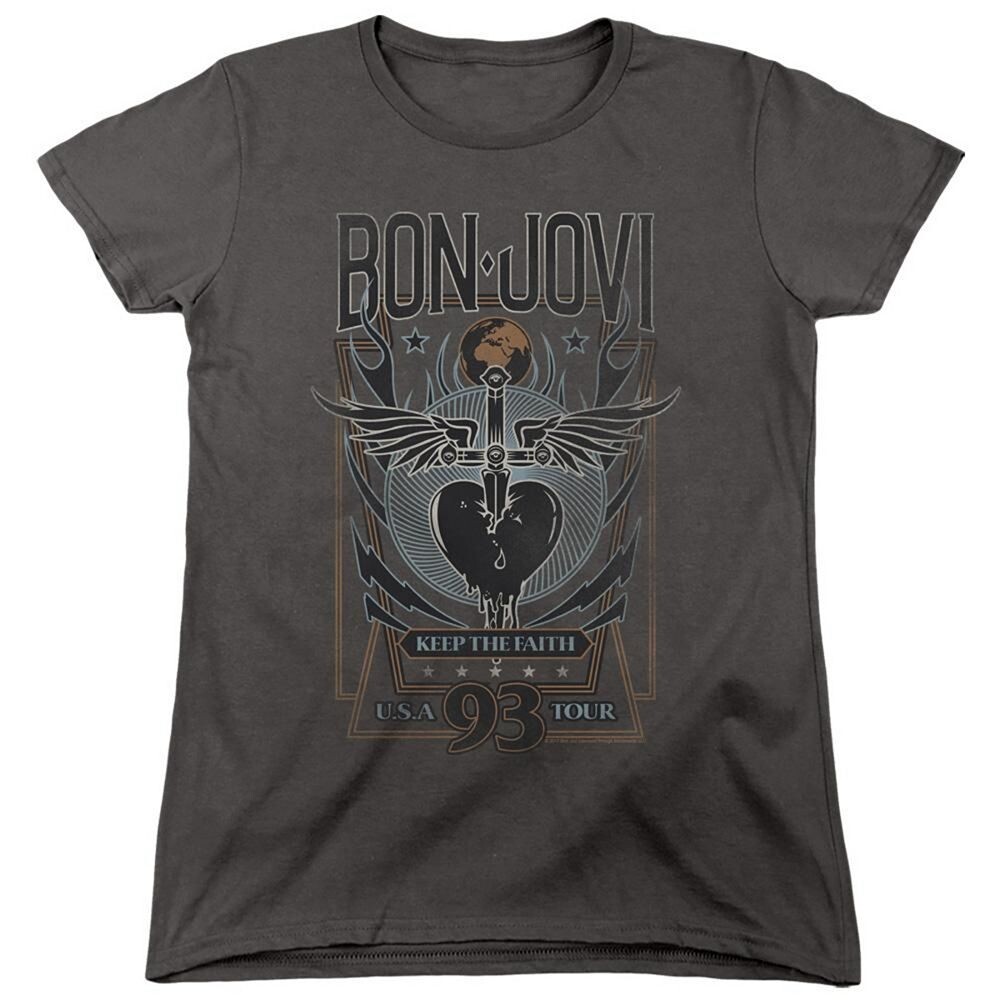 

Женская футболка с короткими рукавами Bon Jovi Keep The Faith Licensed Character, цвет Charcoal