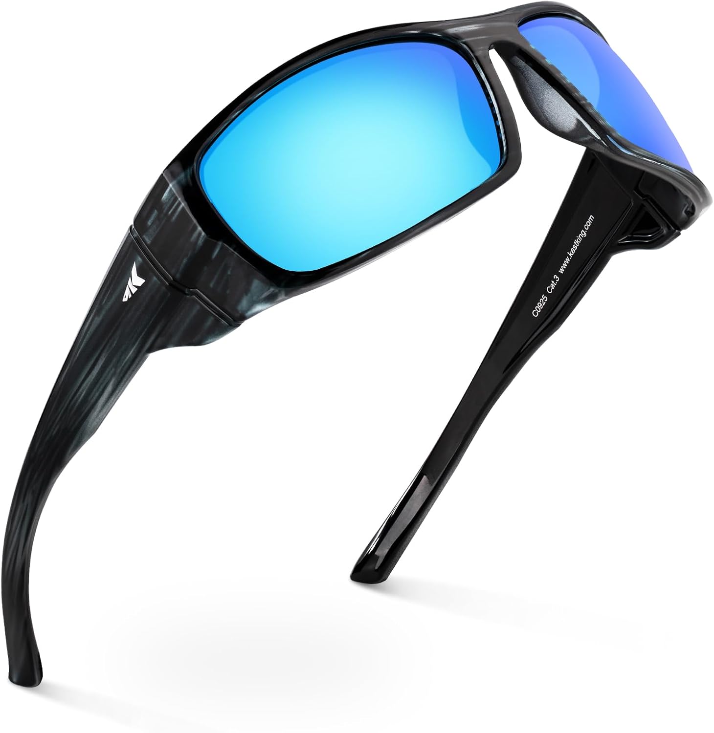 

Поляризованные солнцезащитные очки KastKing Gauley с защитным покрытием линз PuriVex, защитой от УФ-излучения UV 400 и обтекаемым дизайном, спортивные очки для рыбалки, H: Gloss Tal Light Gray-silver Frame, Blue Ocean Mirror