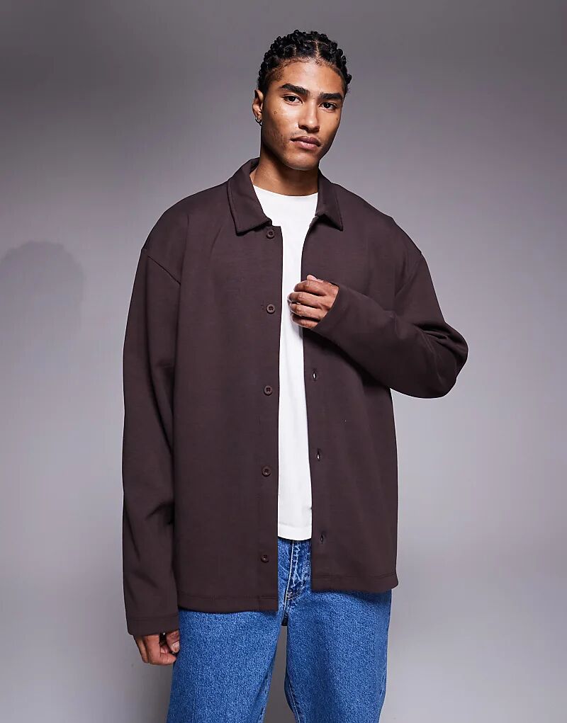 

Плотная свободная трикотажная куртка ASOS DESIGN коричневого цвета