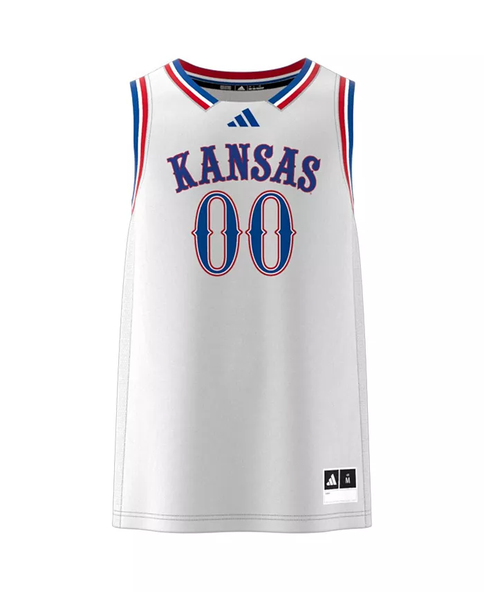Мужская баскетбольная майка 00 Kansas Jayhawks Swingman белого цвета adidas — фото 2