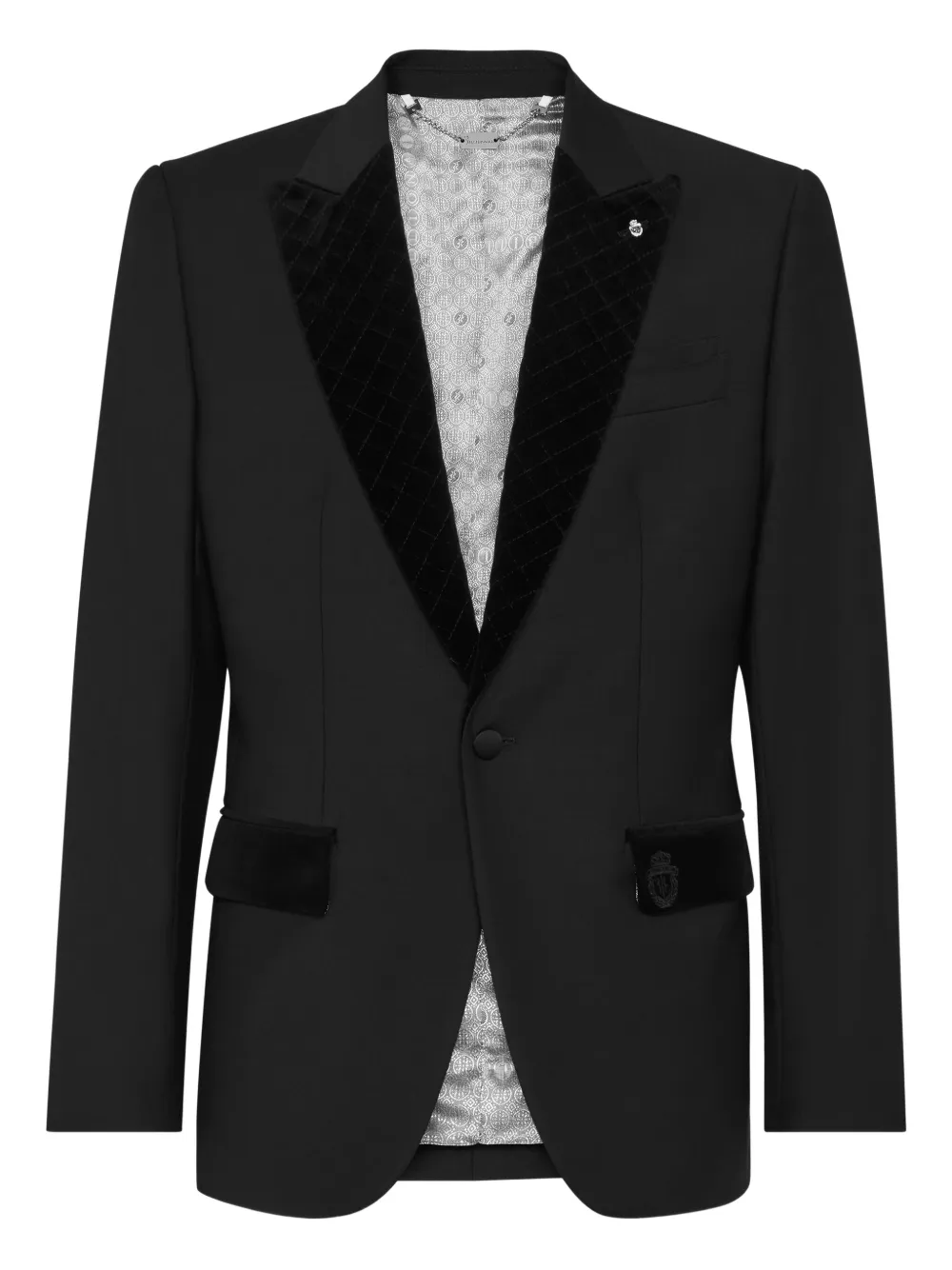 

Классический приталенный пиджак с отделкой из бархата Billionaire, черный