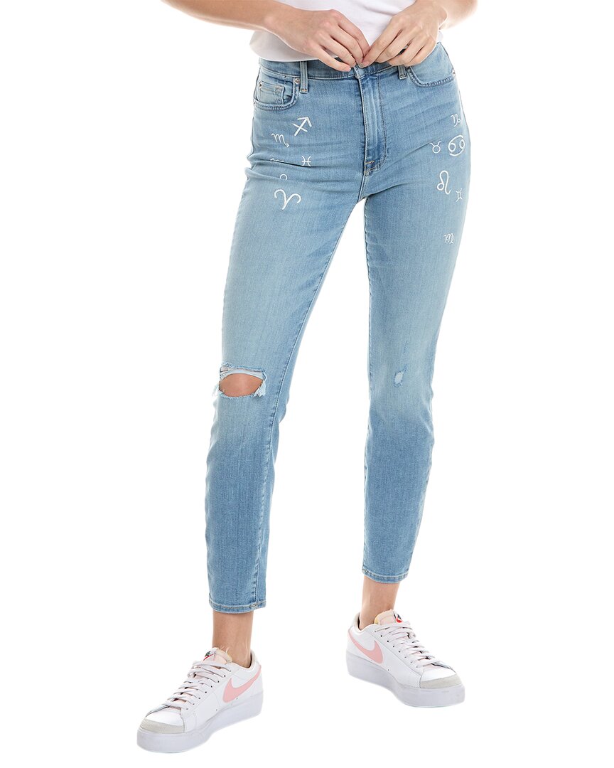 

7 For All Mankind Джинсы с высокой талией и щиколоткой Skinny Darby Blue Super Skinny, синий