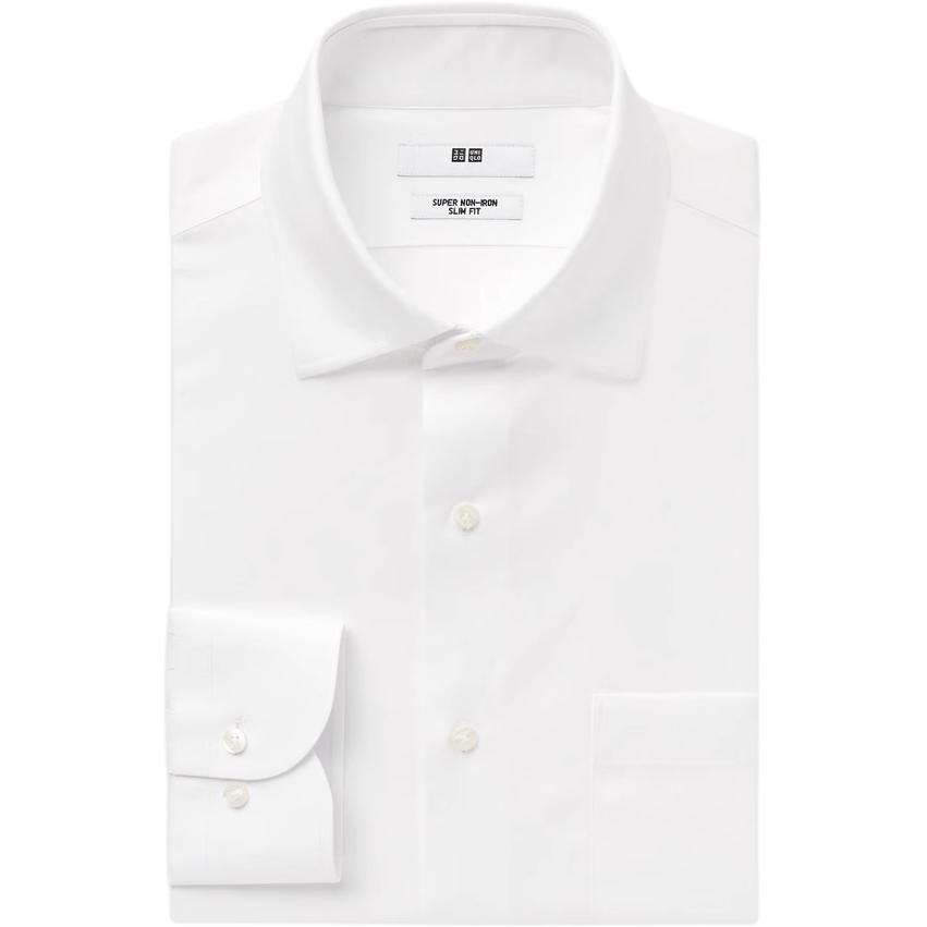 

UNIQLO Рубашка мужская белая с лацканом Moderate