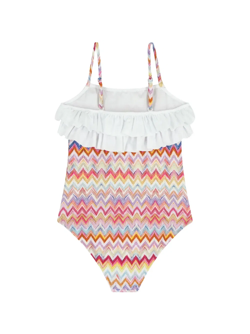 Купальник с оборками и зигзагообразным узором Missoni Kids, розовый — фото 2