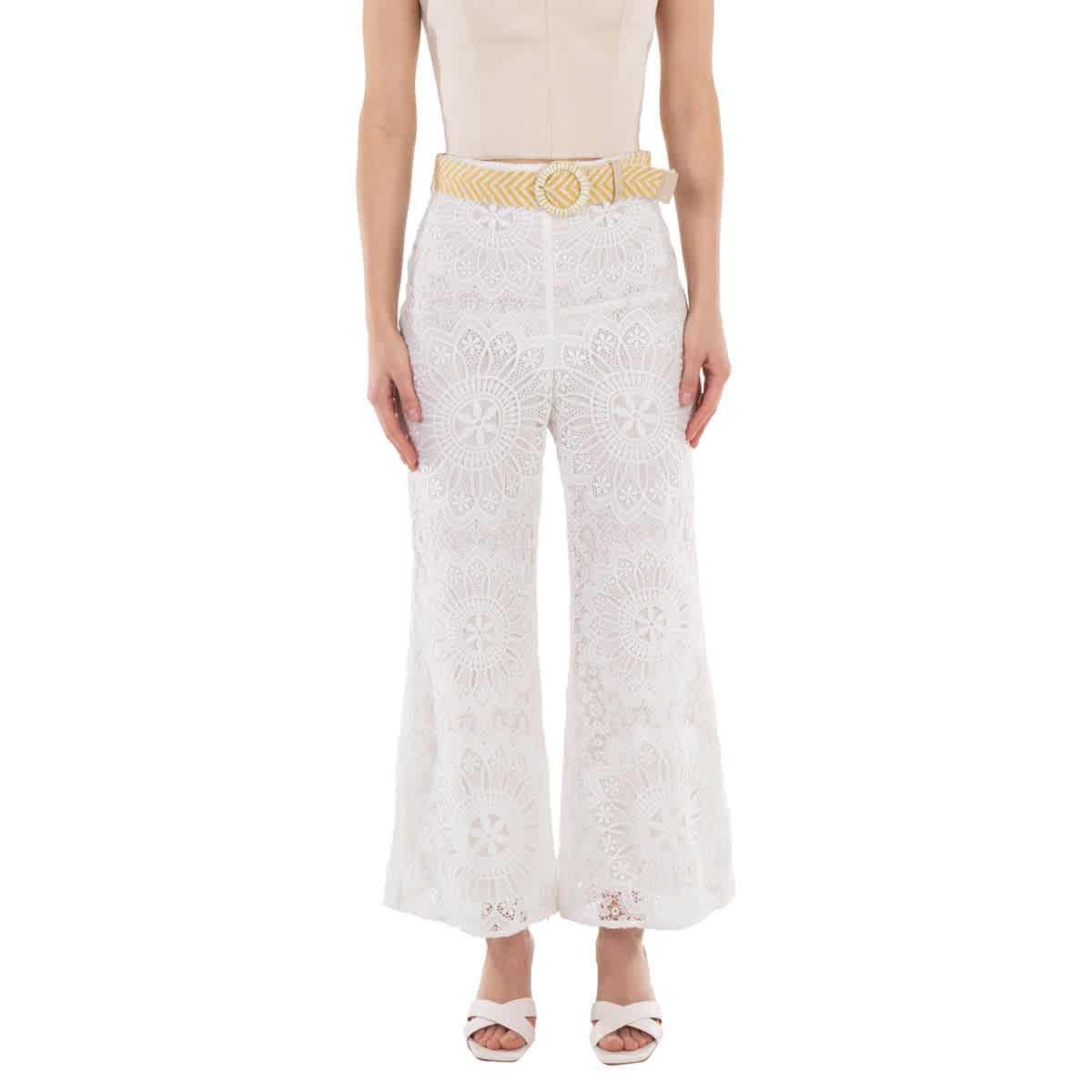 

Zimmermann Chintz Doily Lace Брюки, Размер XXS, слоновая кость
