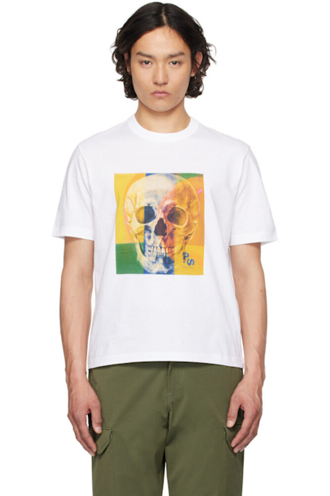 

Белая футболка с изображением черепа в квадрате PS by Paul Smith
