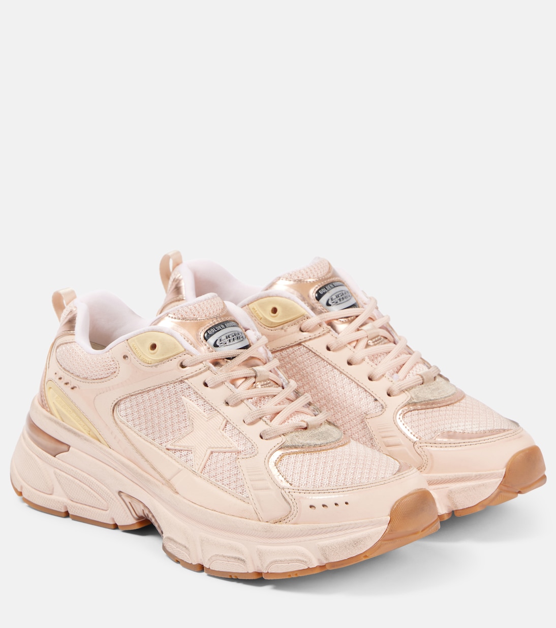 Lightstar кроссовки из сетки и кожи Golden Goose, Pink/Gold