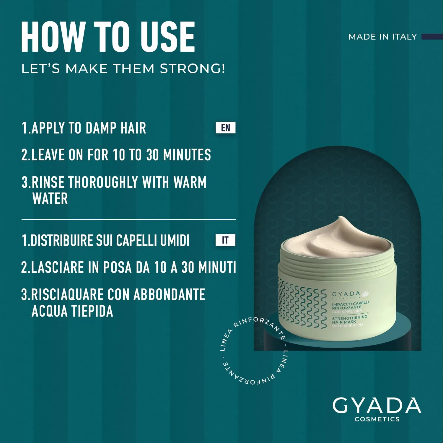Укрепляющая маска для волос GYADA COSMETICS со спирулиной, 250 мл, с расческой Gyada Cosmetics — фото 3