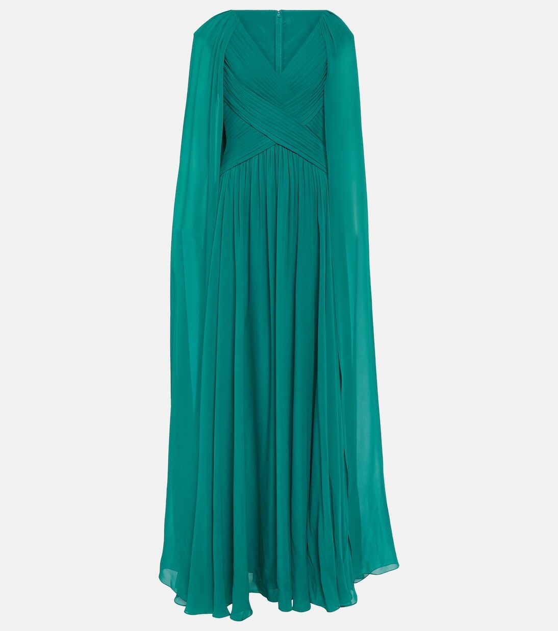 

Платье с накидкой из смесового шелка Elie Saab, зеленый