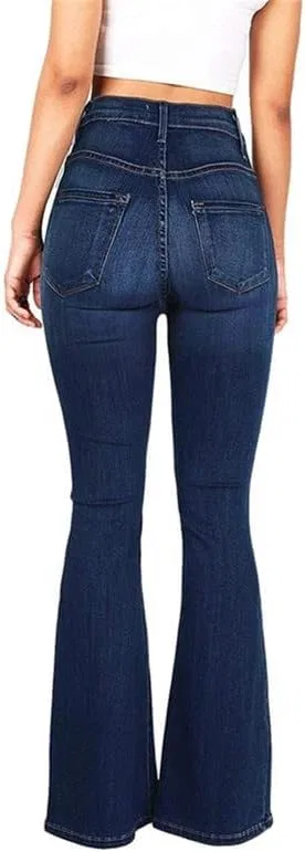 Джинсы-клеш Andongnywell Mid Waist Juniors Womens Plus 70s Flared Bell Bottom Bootcut Denim Jeans Pants — фото 4