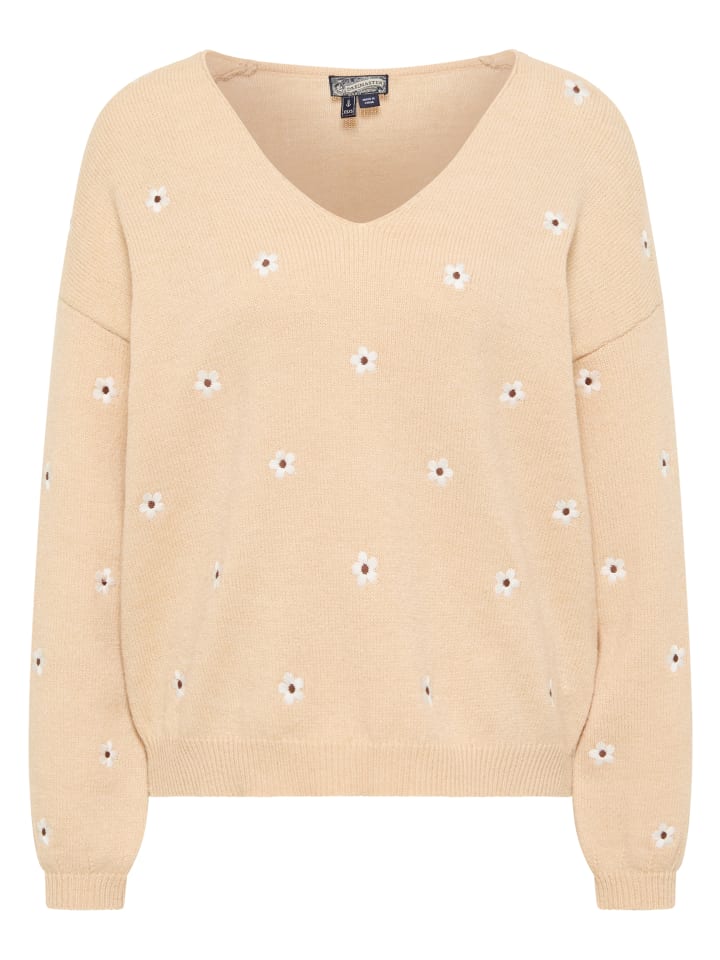 

Женский вязаный свитер бежевого цвета DreiMaster Vintage