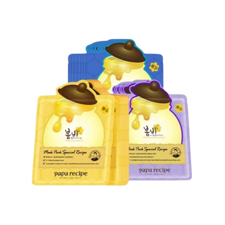 

Очищающая маска-скраб с медом успокаивающая увлажняющая для всех типов кожи 10 шт+10 листов+10 листов Papa Recipe