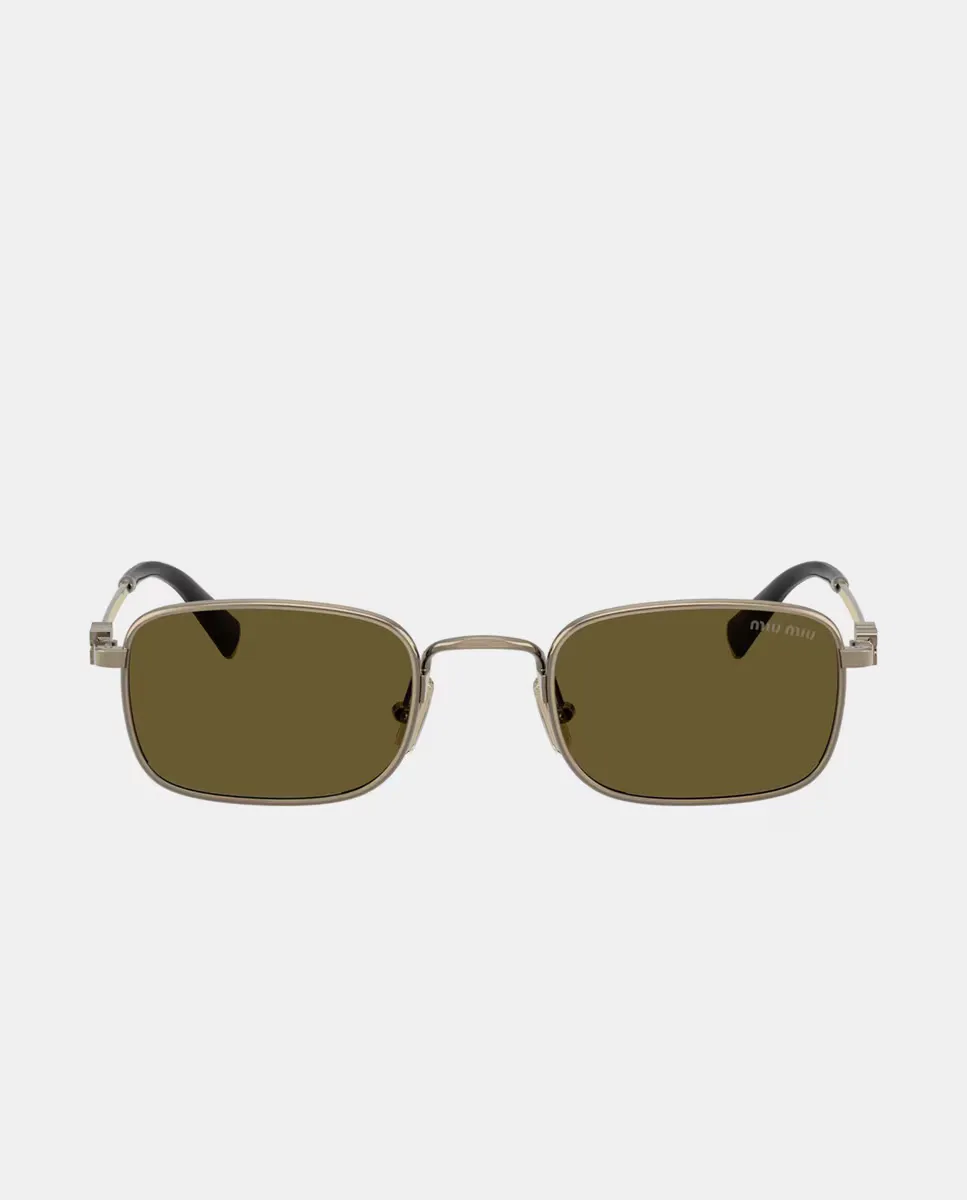 

Женские прямоугольные солнцезащитные очки металлик с серыми градиентными линзами Miu Miu, золотой