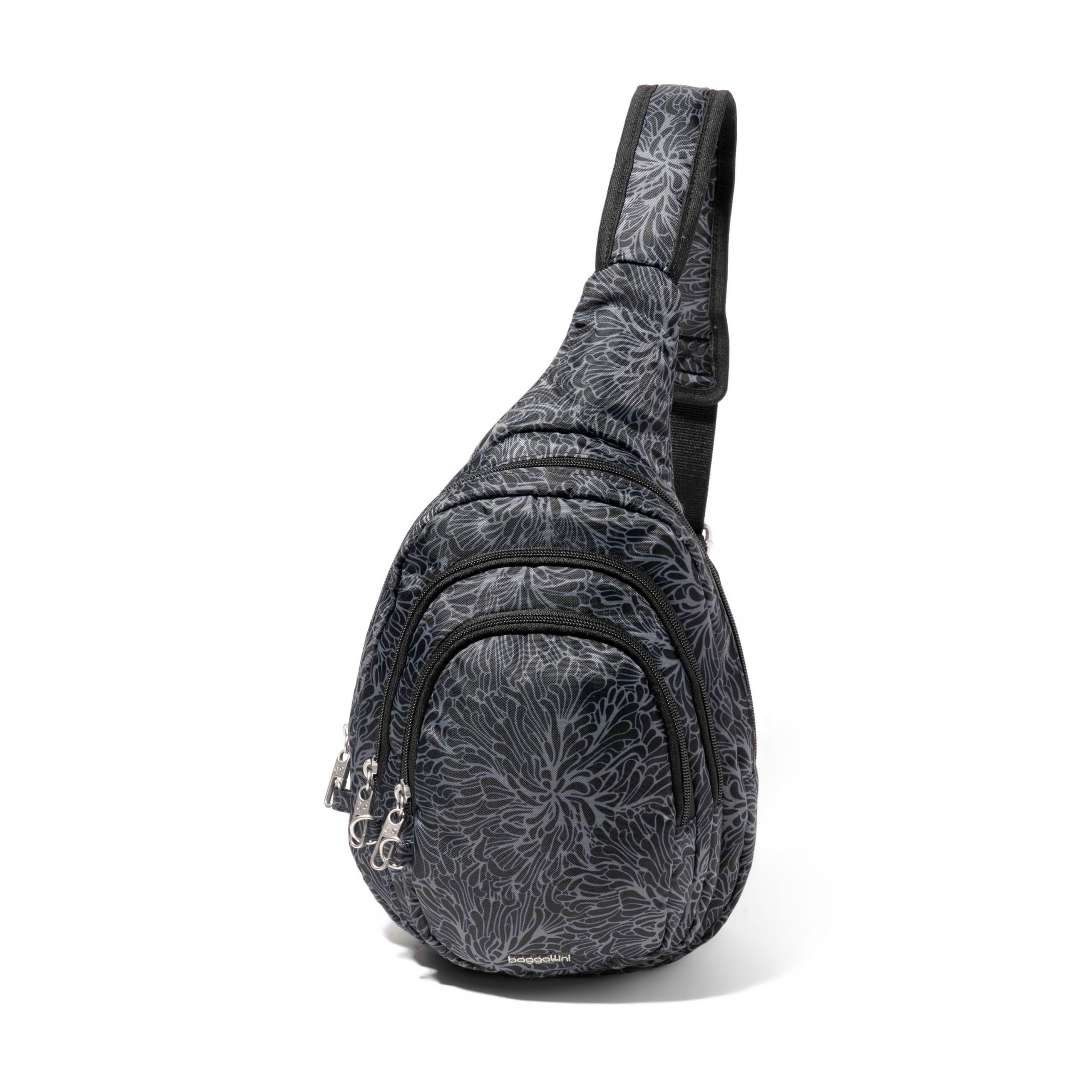 

Рюкзак Baggallini Securtex Anti-Theft Triple Zip Sling, цвет Midnight Blossom