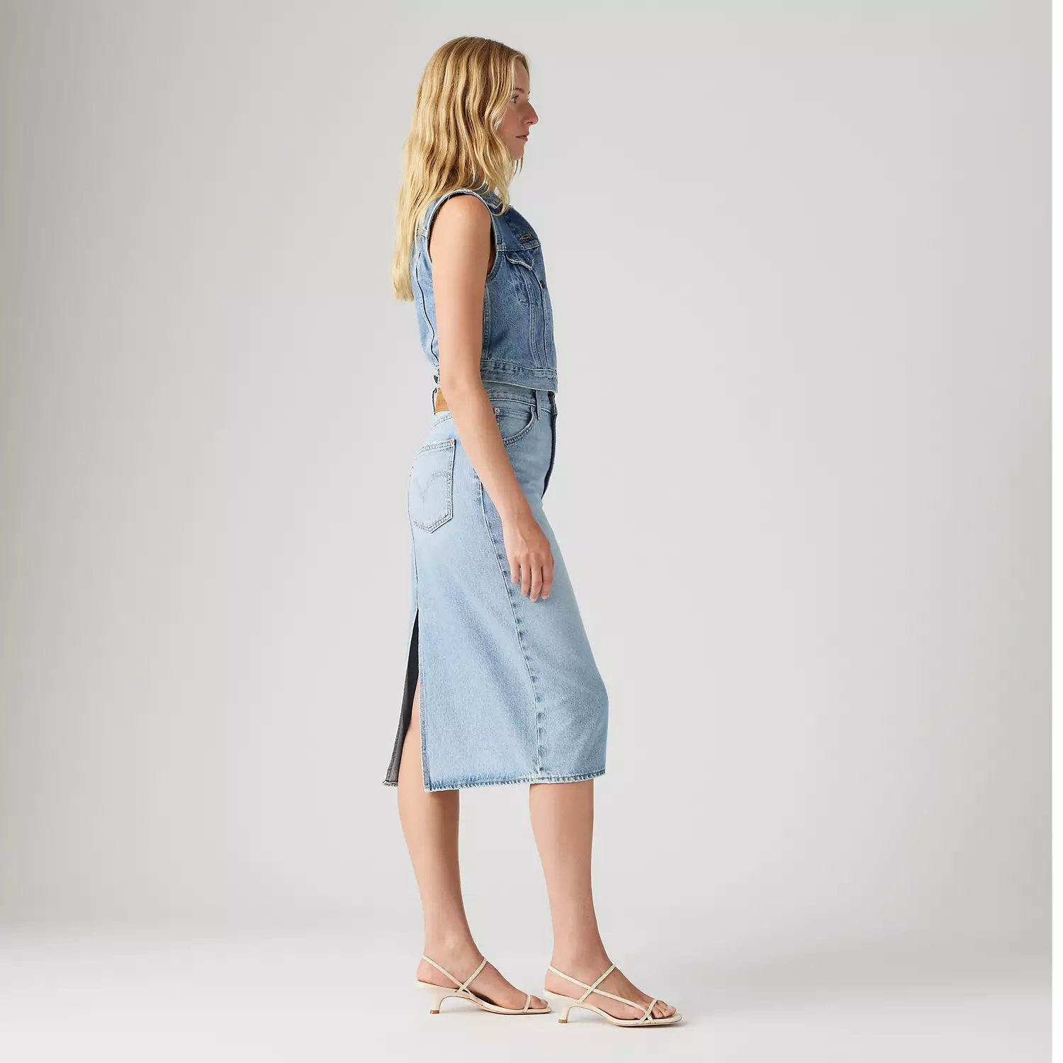 Юбка с высокой посадкой и разрезом Levi's, цвет Riveting Clean Hem - Light Wash — фото 4