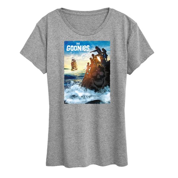 

Женская футболка The Goonies с принтом "Закат на скале" Licensed Character, серый