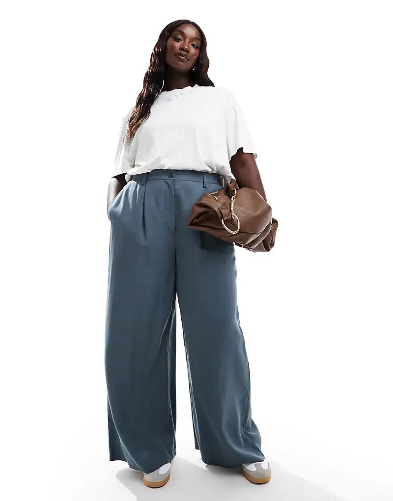 

Широкие брюки Curve dad leg в цвете Petrol Blue ASOS DESIGN