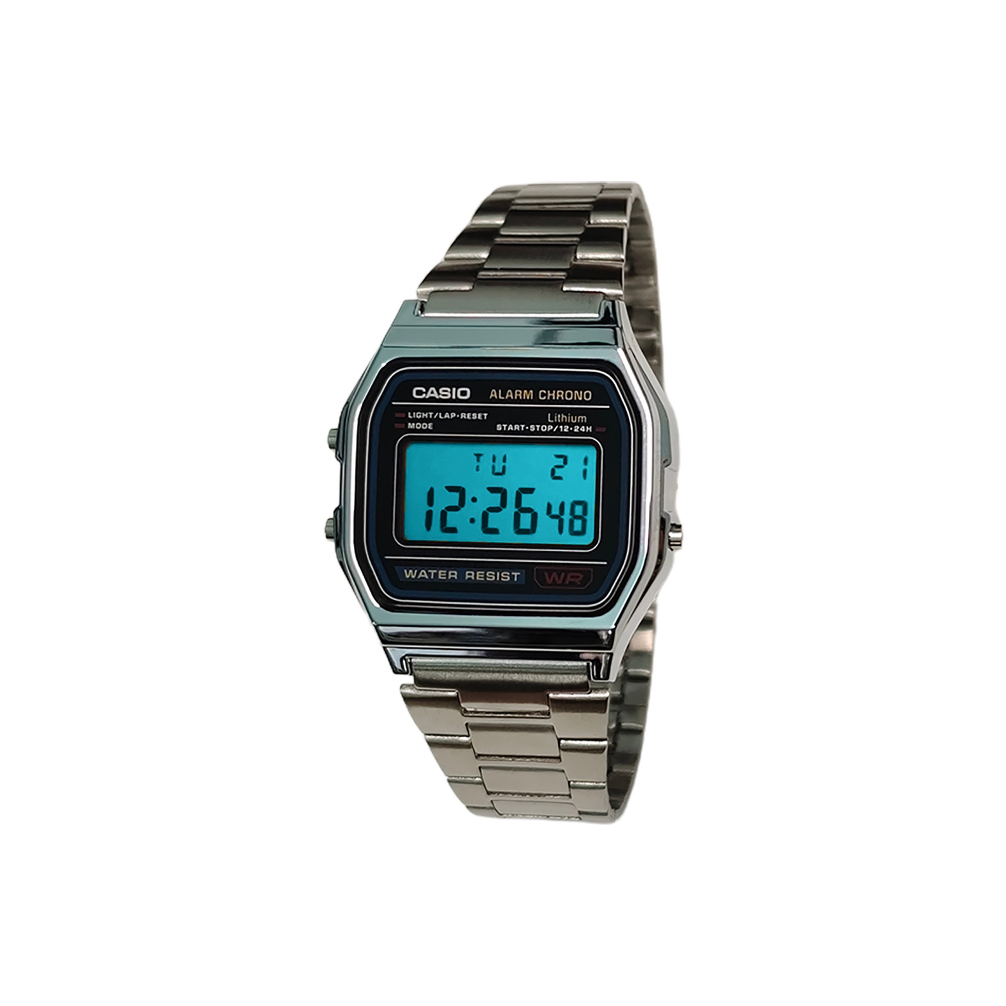 

CASIO Часы Retrofit Series Quartz Movement Stainless Steel Strap Watch Unisex Black Dial, Black Dial with Cyan Bezel