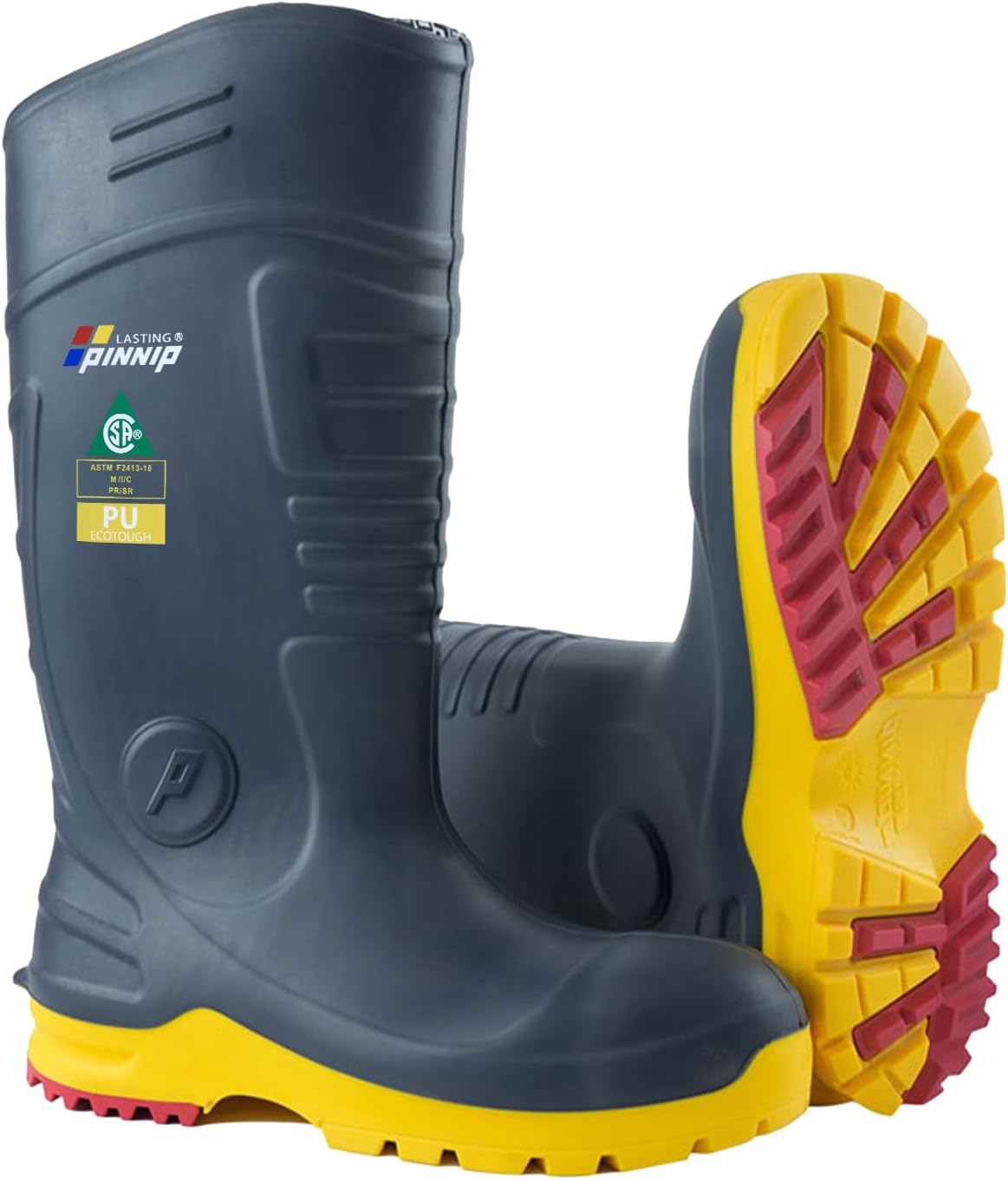 

Мужские ботинки LASTING PINNIP из ПУ и ПВХ с металлическим носком и подошвой - водонепроницаемые, противоскользящие, грязе- и дождестойкие, охотничьи ботинки, соответствующие стандарту ASTM F2413-18, стойкие к кислотам и маслам, серый