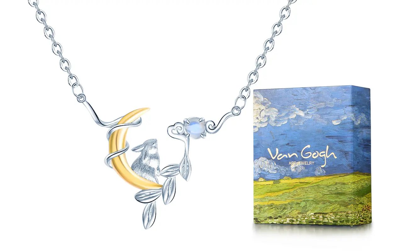 

VAN GOGH Серебряное ожерелье с лунным кроликом S925 для женщин