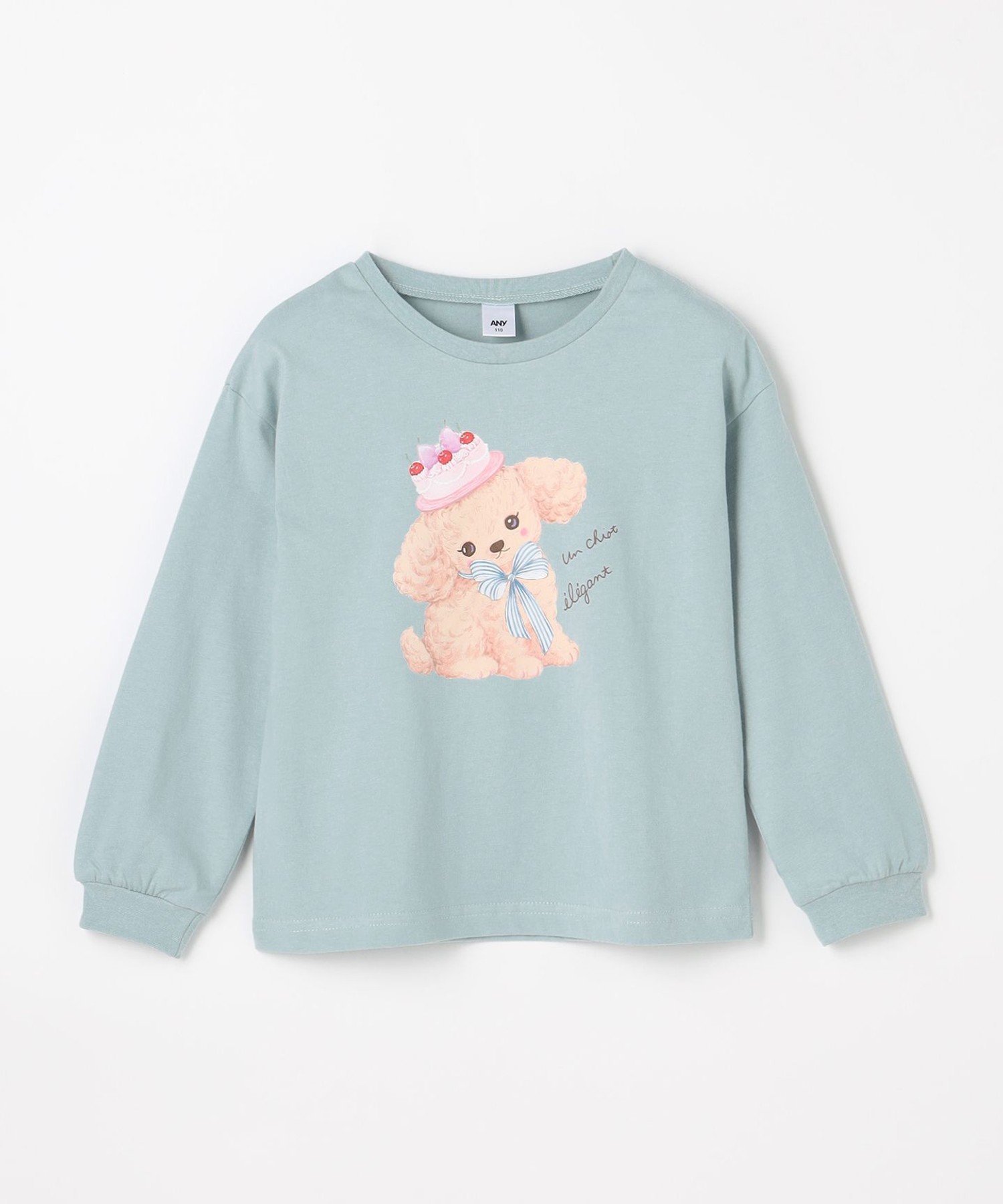 Футболка с длинными рукавами с анималистическим рисунком ANY KIDS, Mint x Toy Poodle [062] — фото 3