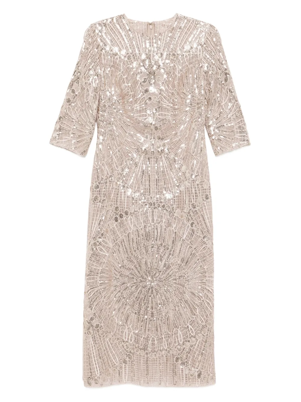 

Платье миди с вышивкой Elie Saab, серый