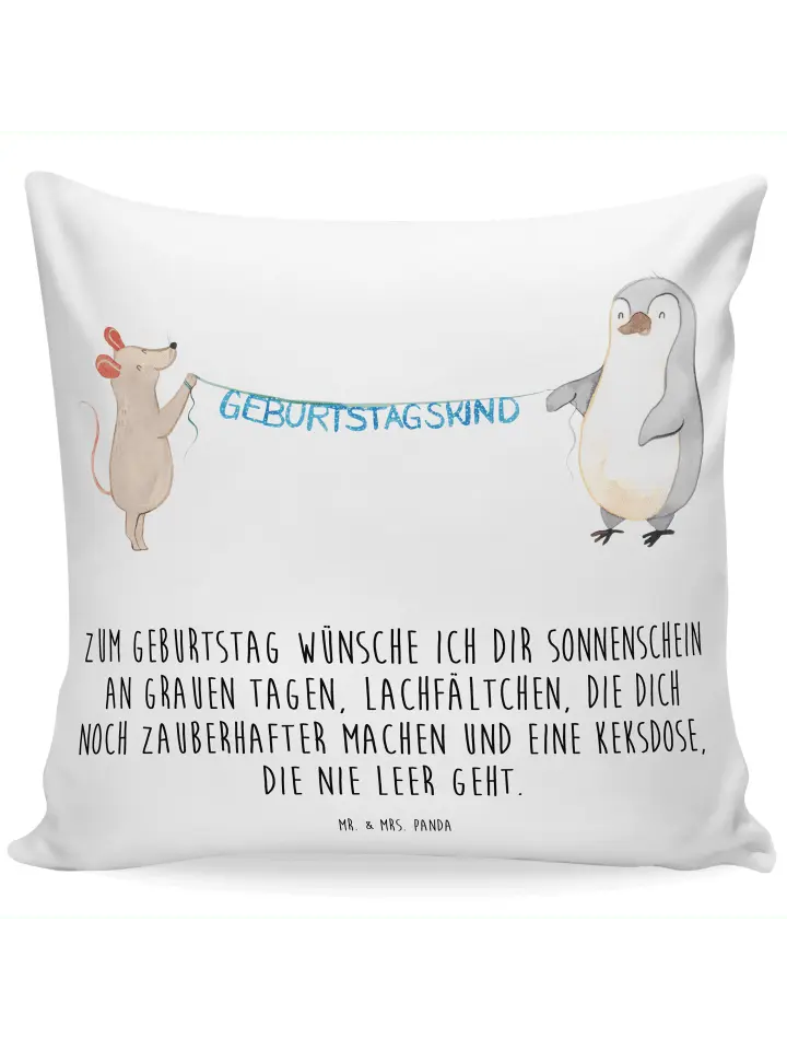 

Подушка Mr & Mrs Panda 40x40 Maus Pinguin Geburtstag, белый