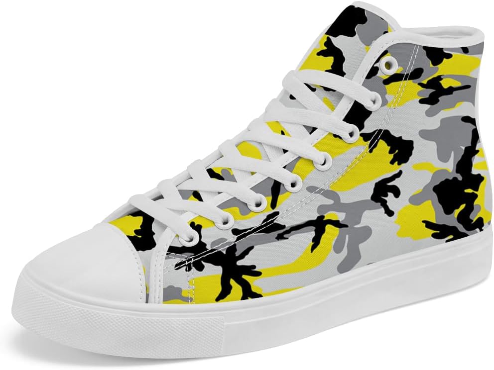 

Мужские и женские кроссовки chebing с высокой подошвой из камуфляжного канваса, высокие кеды с камуфляжным принтом, шнуровка, повседневная обувь, желтый