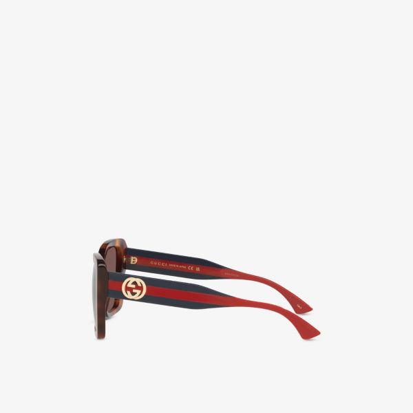 Солнцезащитные очки Gucci в квадратной оправе из ацетата, коричневый — фото 2