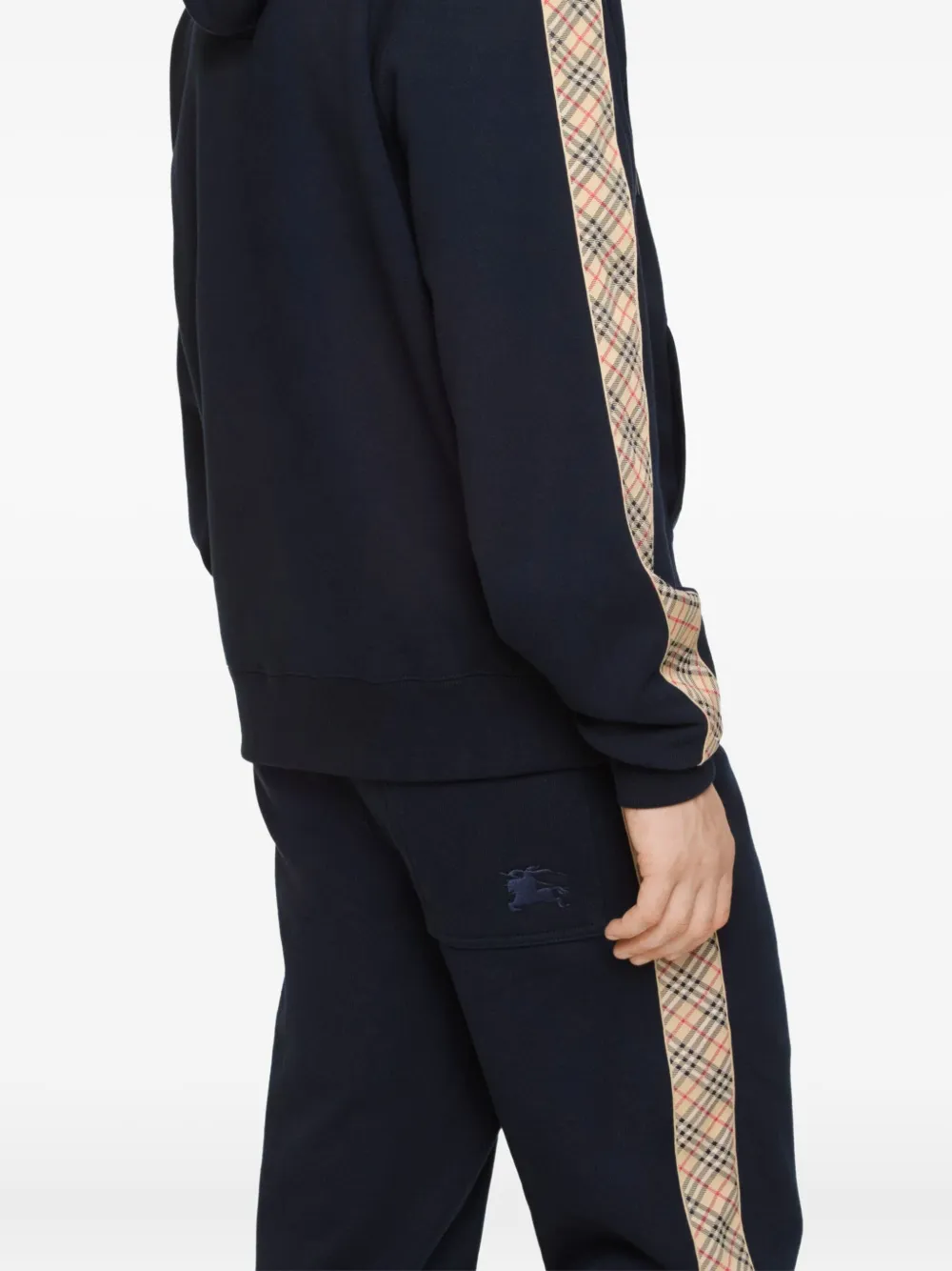 Толстовка Burberry на молнии с отделкой в клетку, синий — фото 3