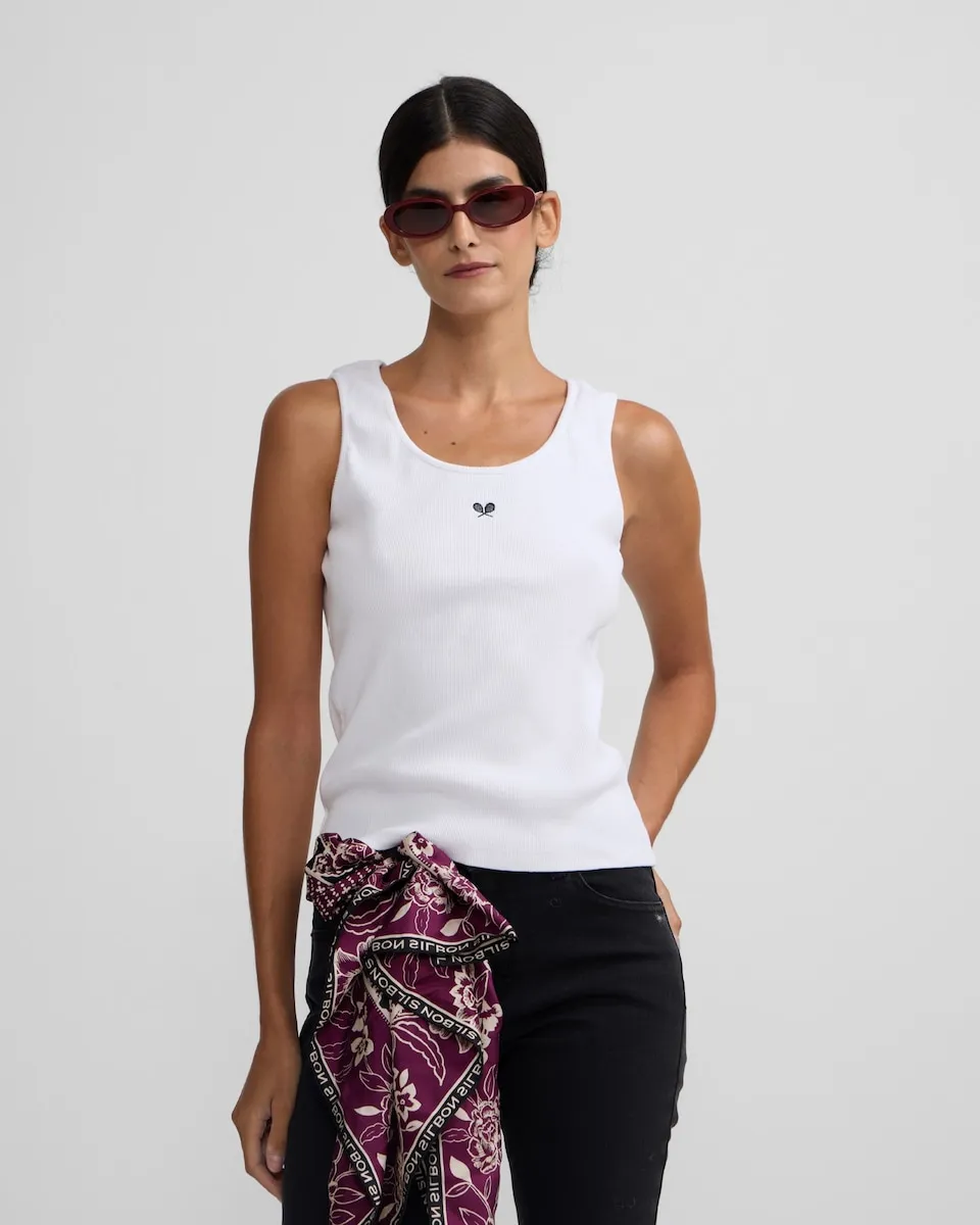 

Женская майка на бретельках в рубчик Silbon, белый