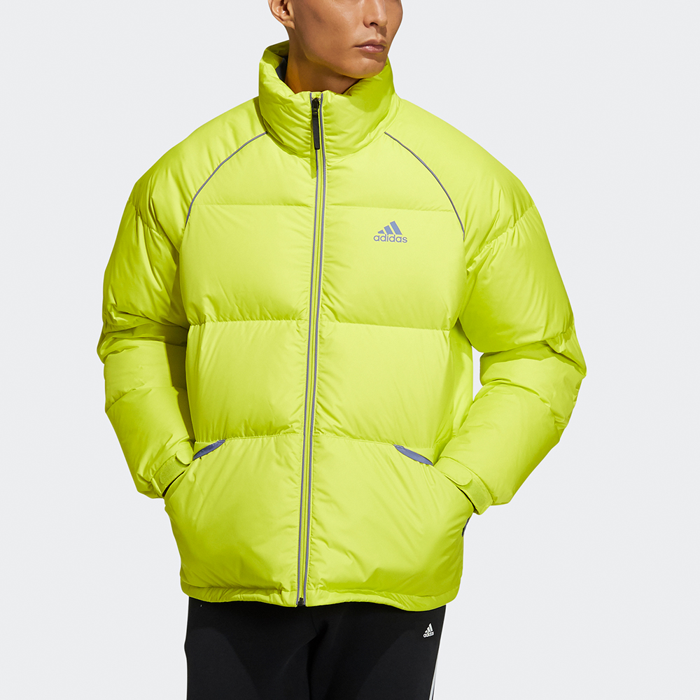 Куртка пуховая зимняя мужская зеленая желтая Adidas — фото 4