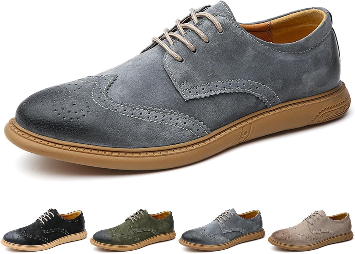 

Мужские туфли GLBDU из замши с перфорацией «вингтип», оксфорды, модные резные, с круглым носком, шнуровкой, низкие повседневные и деловые туфли дерби, серый