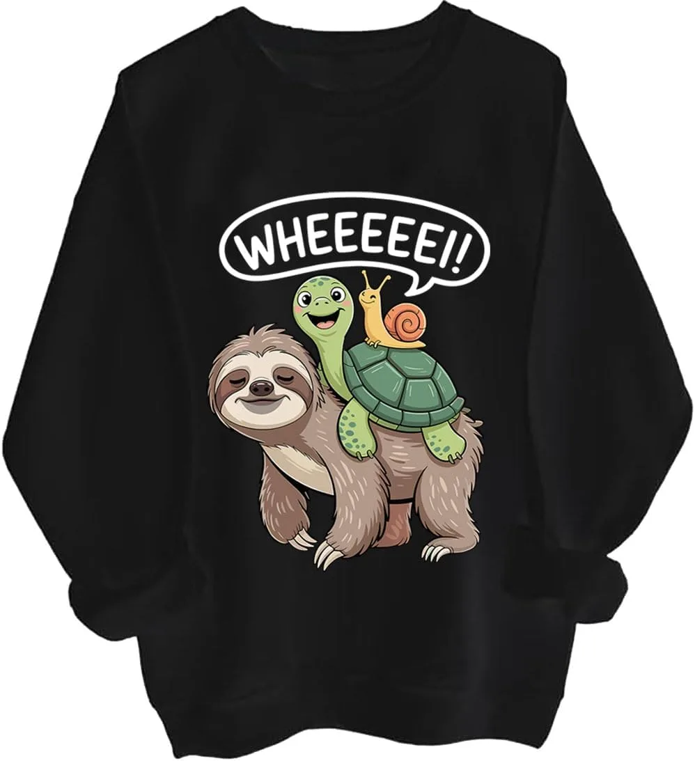 

Свитшот Funny Wheeeee с изображением ленивца, черепахи и улитки Czbic