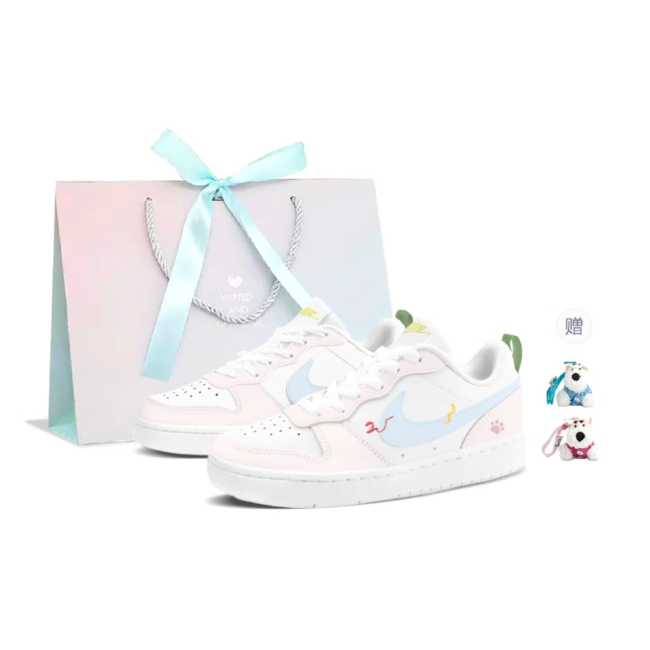 

Nike Кроссовки для скейтбординга Court Borough Pink Bubbles, Shopping Bag, низкие, противоскользящие, износостойкие, для детей и подростков