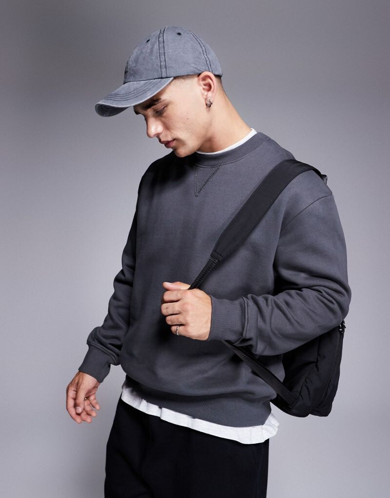 

Черный свитшот оверсайз плотностью 400 г/м² ASOS DESIGN