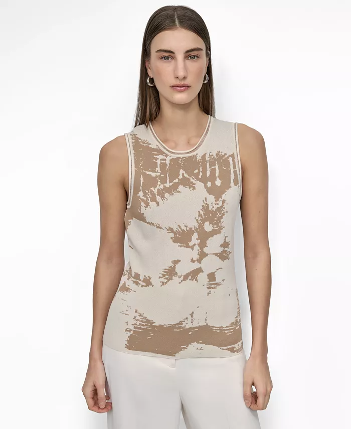 

Женский вязаный топ с цветочным принтом DKNY, коричневый