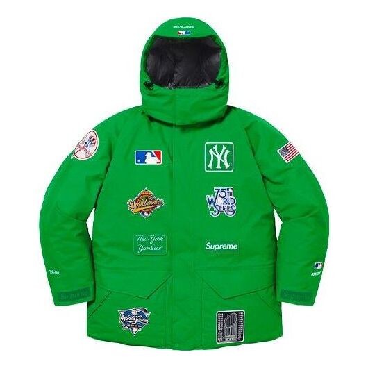 

Куртка x new york yankees gore-tex 700-fill down jacket 'green white' Supreme, зеленый