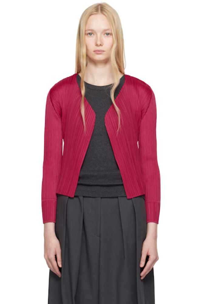 

Розовый Новый Цветной Базовый Кардиган 4 PLEATS PLEASE ISSEY MIYAKE