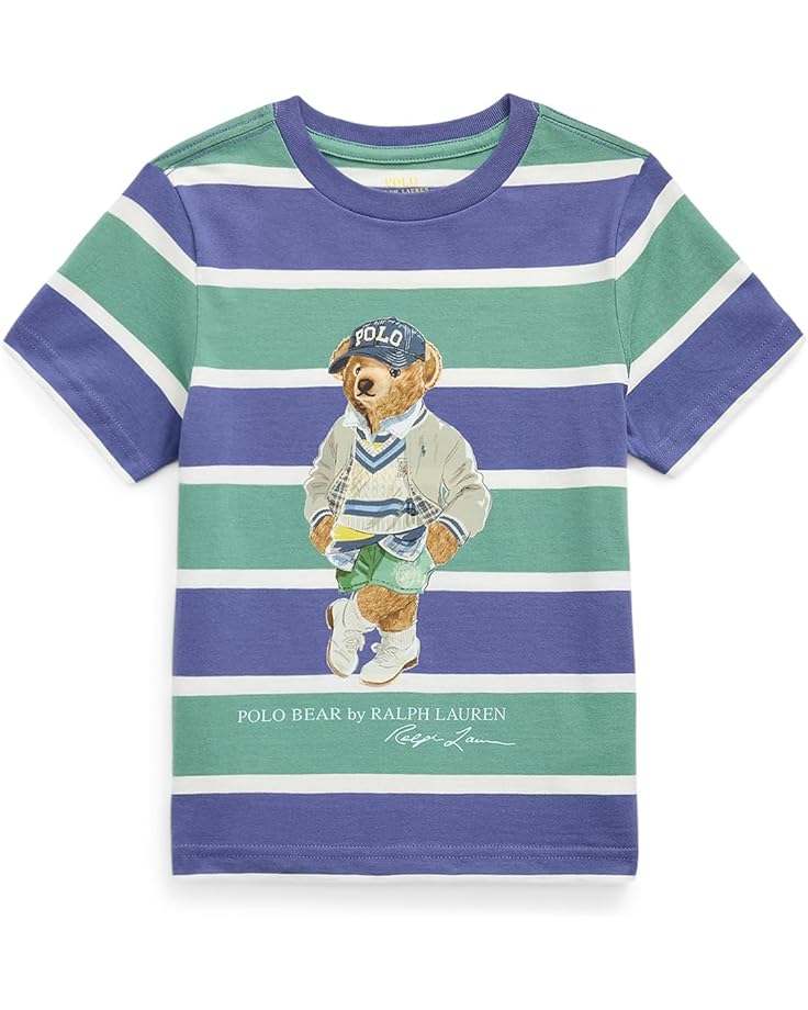 

Футболка Polo Ralph Lauren Kids Polo Bear Striped Cotton Jersey Tee, цвет Fairway Green Multi Bear