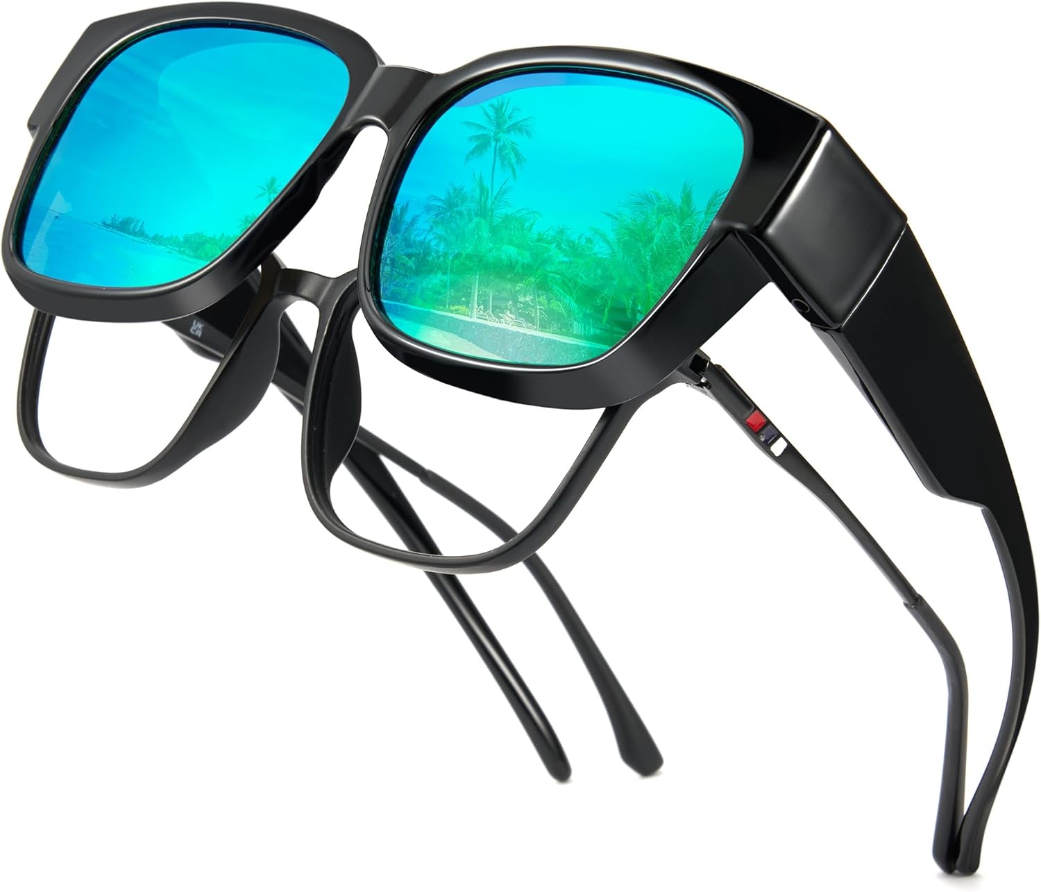 

Солнцезащитные очки Cyxus Polarized Fit Over Glasses для женщин и мужчин, модные квадратные, с обтекаемой формой, с защитой от УФ-излучения, модель 1821, Less 5.16x1.88in-black/Green-1821