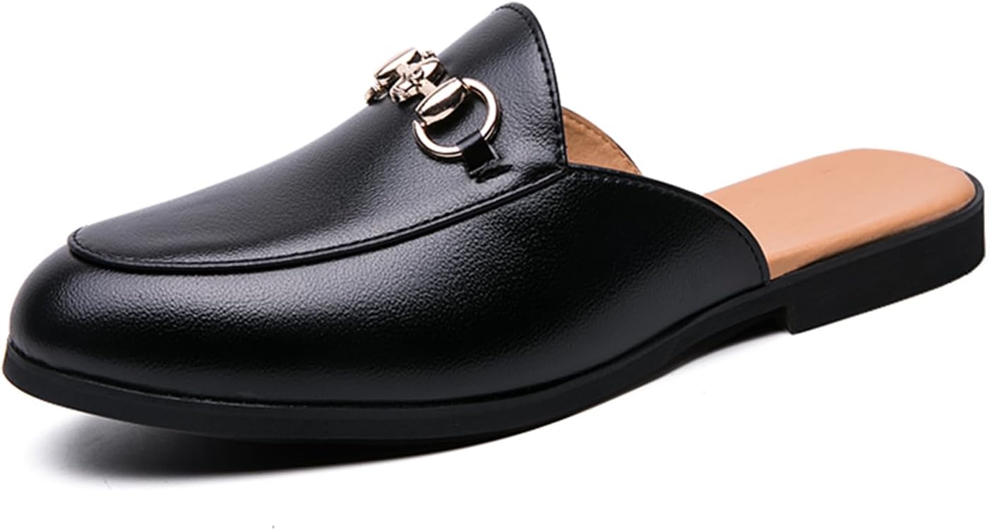 

Мужские модные кожаные слипоны-мюли, тапочки, лоферы, стильные балетки, формальные беззадние лоферы, слайды, повседневные открытые сандалии Jhfdioy, черный