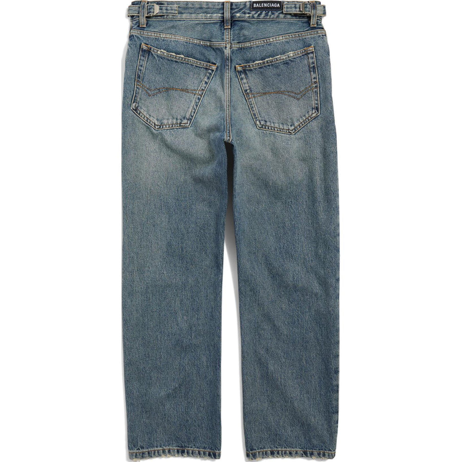 Спортивные брюки Balenciaga Distressed Straight-Leg Jeans 'Blue', синий — фото 2