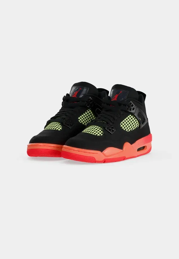Кроссовки высокие Jordan Air 4 Retro High Top, черный/инфракрасный яркий манго/едва вольт/белый — фото 3