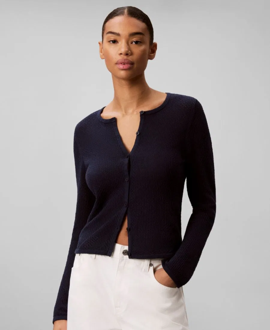 Женский облегающий кардиган с круглым вырезом Calvin Klein, Dark Sapphire