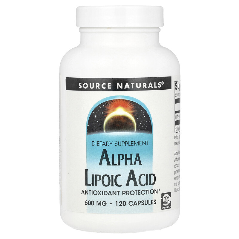 

Source Naturals, Альфа-липоевая кислота, 600 мг, 120 капсул