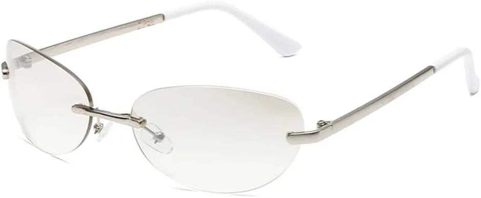 

Солнцезащитные очки UV400 - панк, без оправы, «кошачий глаз», градиентная расцветка, для женщин и мужчин, для бега и активного отдыха generic, Silver-clearsilver