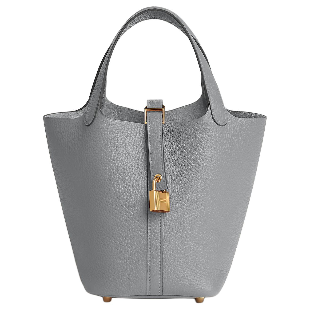 

Сумка Picotin Lock Clemence Calfskin, ведро, женская сумка gray HERMES