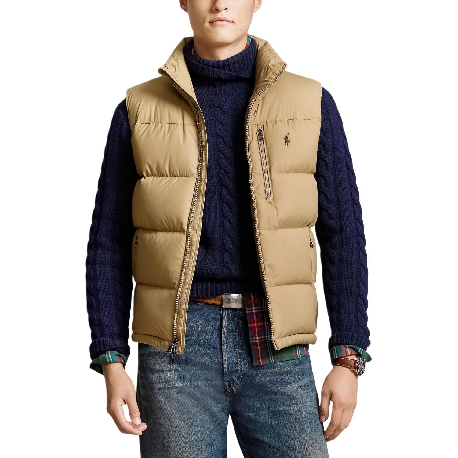 Поло-понни зип-жилет Polo Ralph Lauren, sand бежевый — фото 4